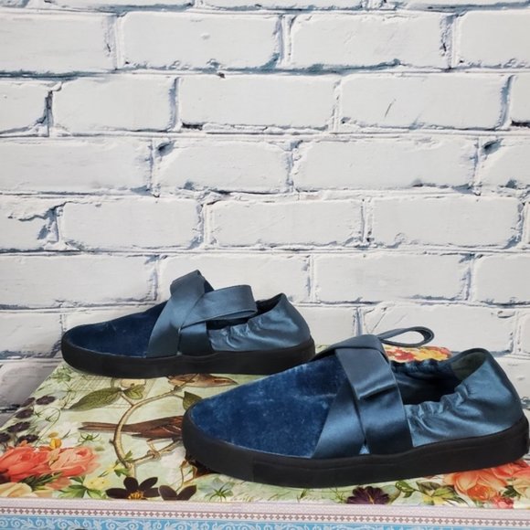 Mercedes Castillo Blue Velvet and Satin Sneakers - Picture 7 of 8